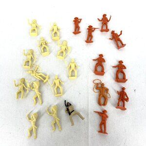 Marx Toys Cowboys and Indians Toys 2" Tall Plastic Lot of 20 Vintage